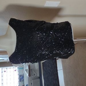 Vintage hand beaded and sequin black sleeveless tank size medium